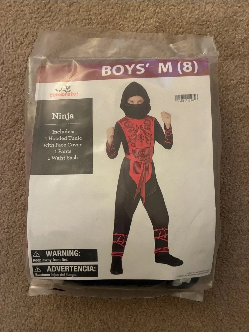 Way To Celebrate Boys' Ninja Halloween Costume - Size M (8)